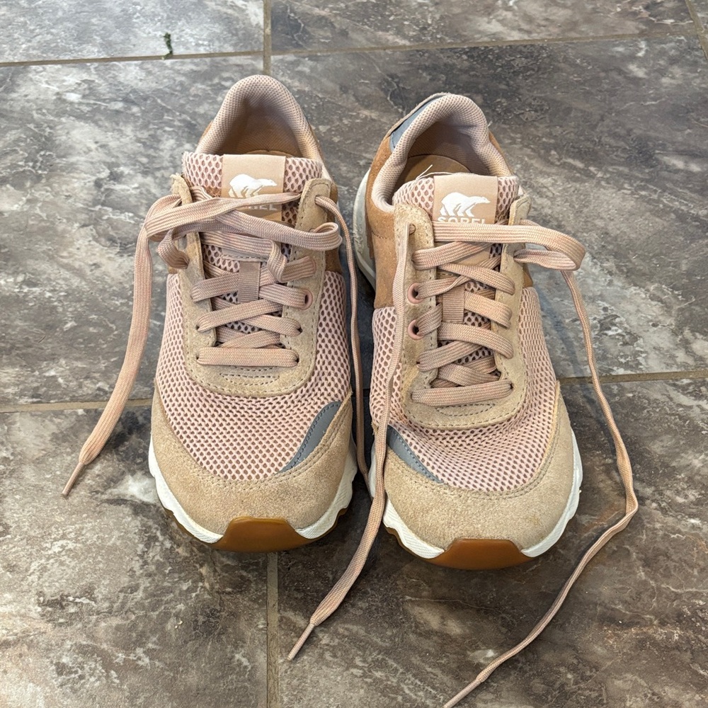Sorel Women's Tan and Pink Sneakers